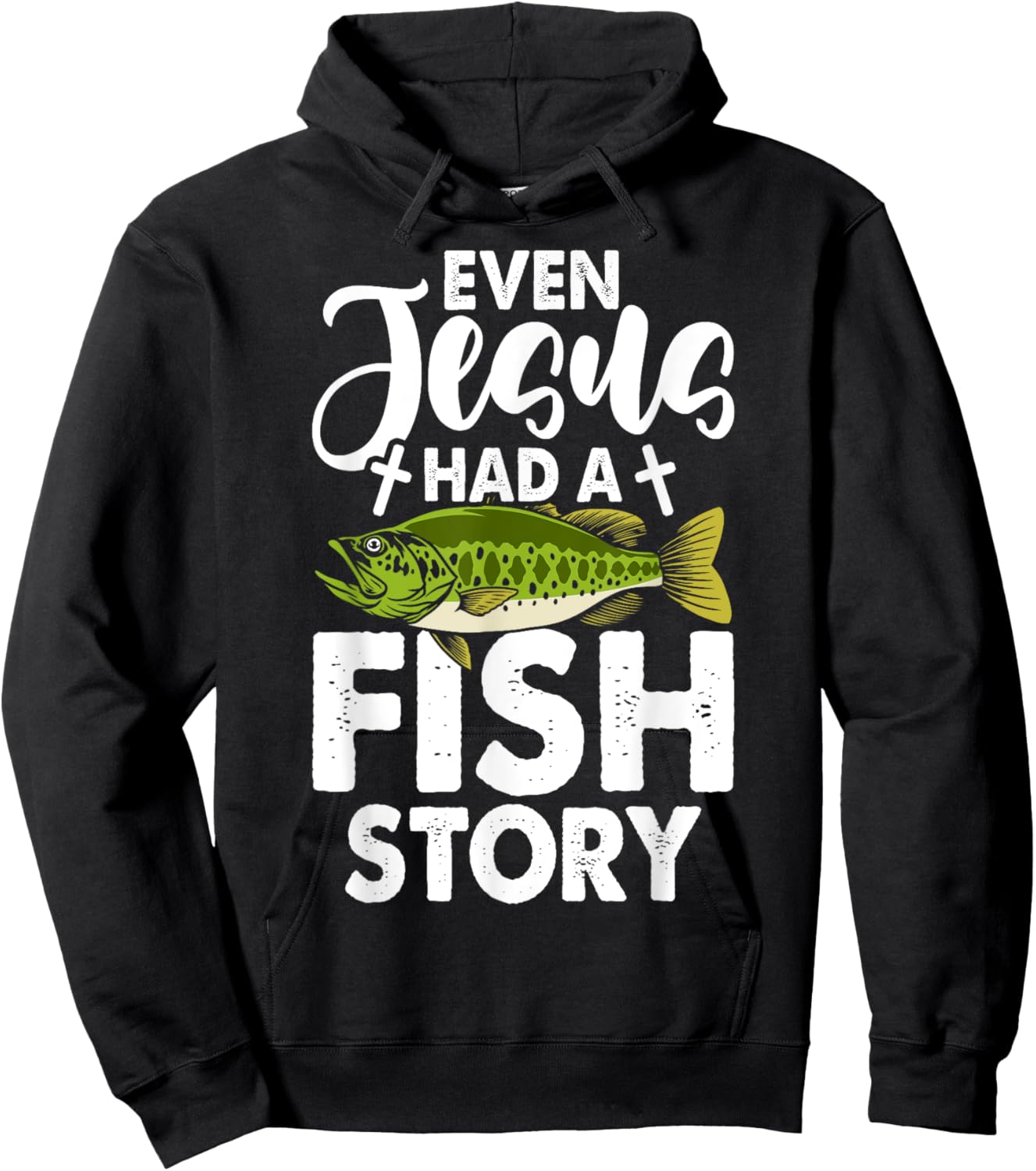 Jesus Fish Story Fisherman God Christ Fishing Christian Hoodie - Hoodie | Black