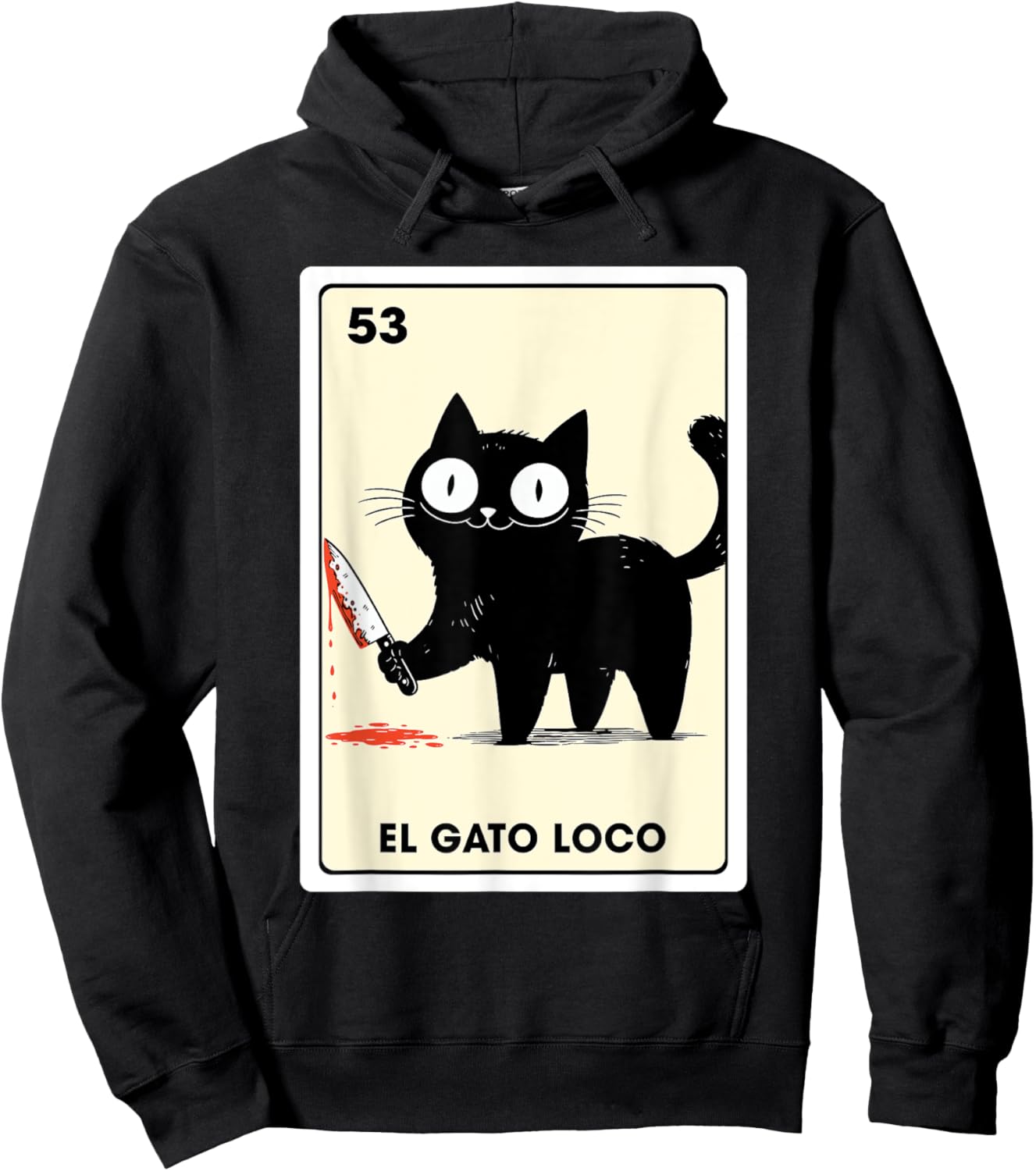 Mexican Slang Black Cat El Gato Loco Mexican Bingo Card Hoodie - Hoodie | Black