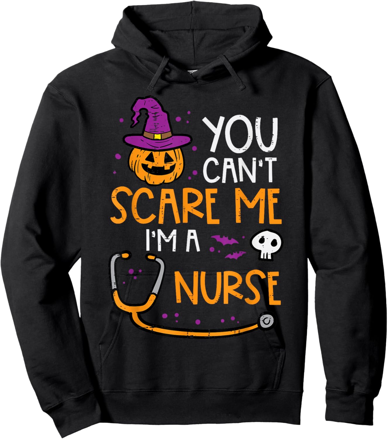 Halloween Cant Scare Me Im Nurse Costume Scrub Top Men Women Hoodie - Hoodie | Black