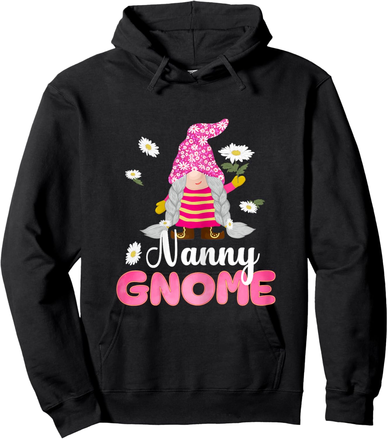 Cute Nanny Gnome Flower Gifts For Mother's Day Mom Grandma Hoodie - Hoodie | Black