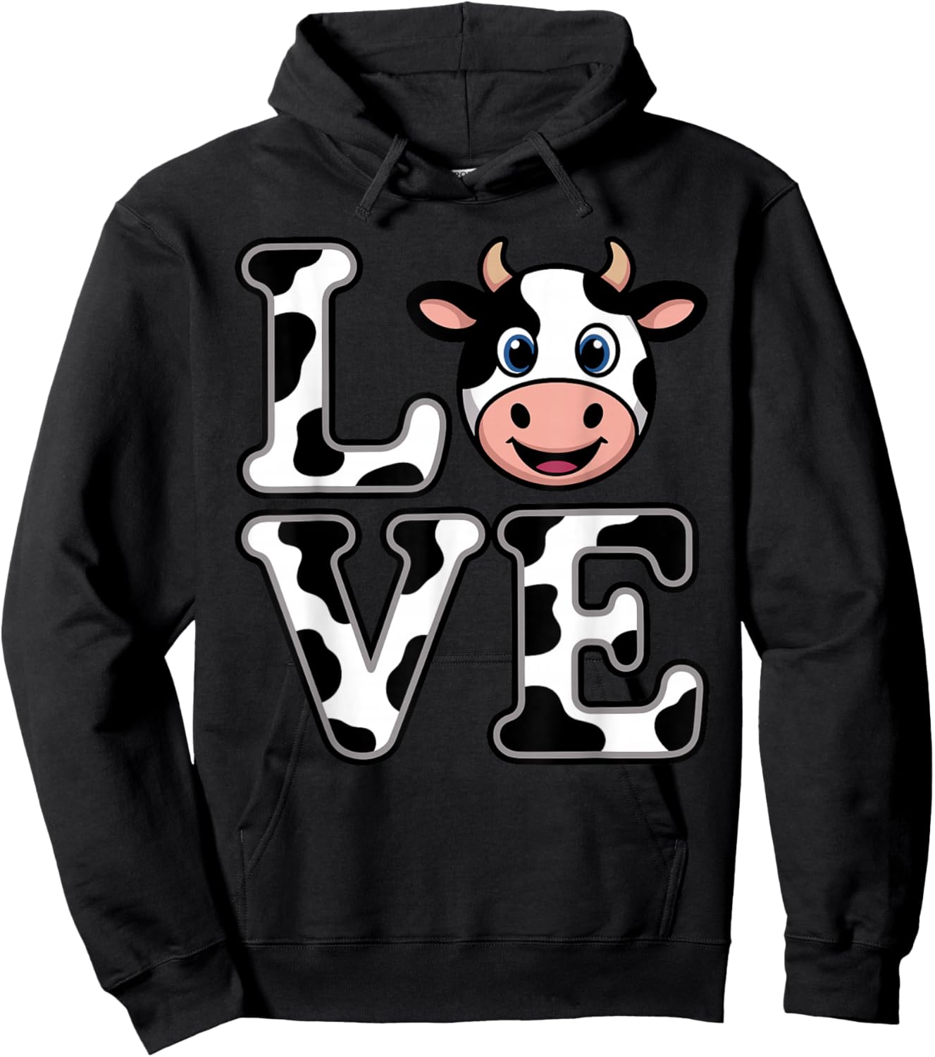 Cute Cow Art Women Kids Farmer Cow Themed Cow Lover Hoodie - Hoodie | Black