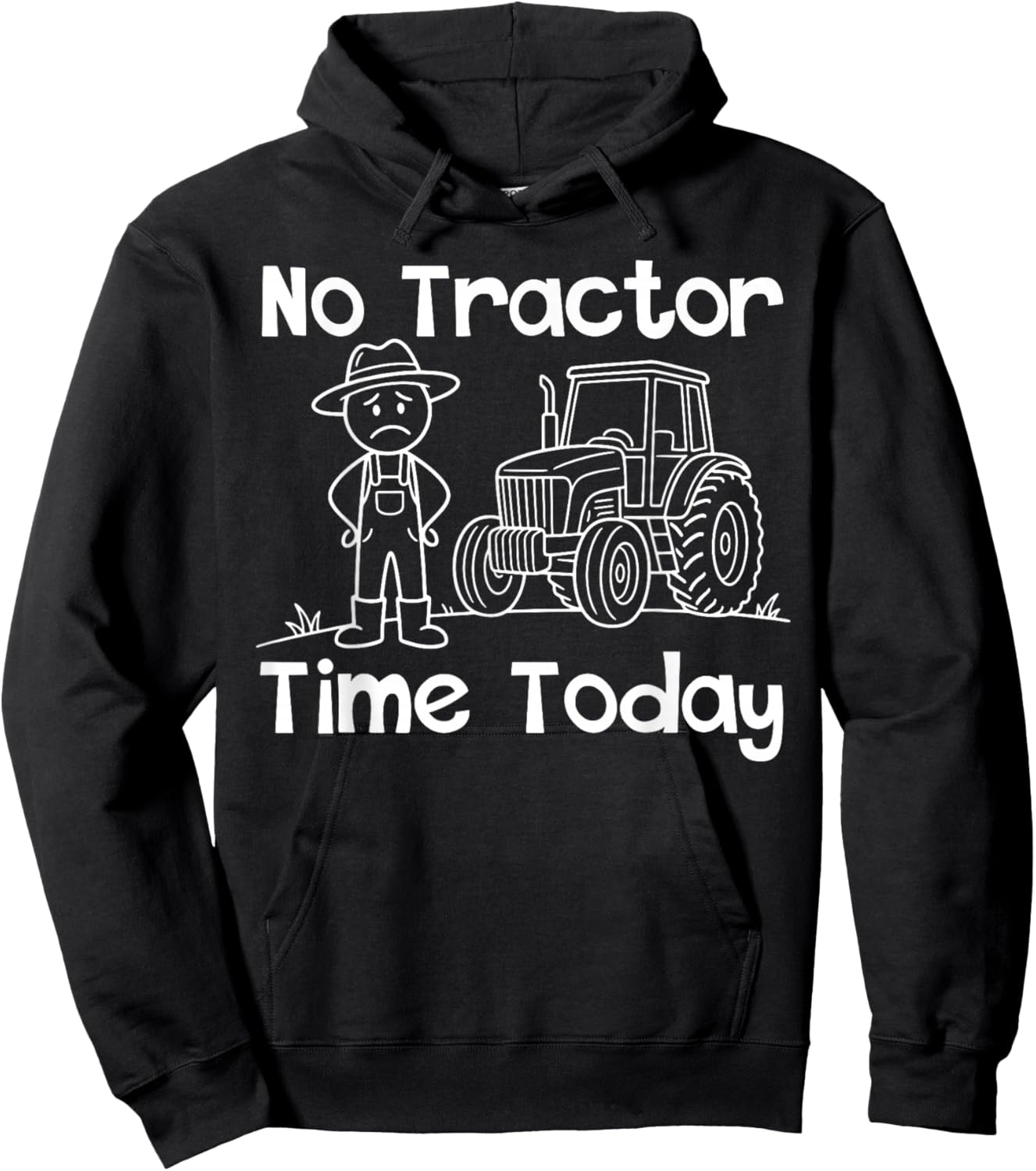 No Tractor Time Today Funny Farmer Stickman Minimalist Art Hoodie - Hoodie | Black