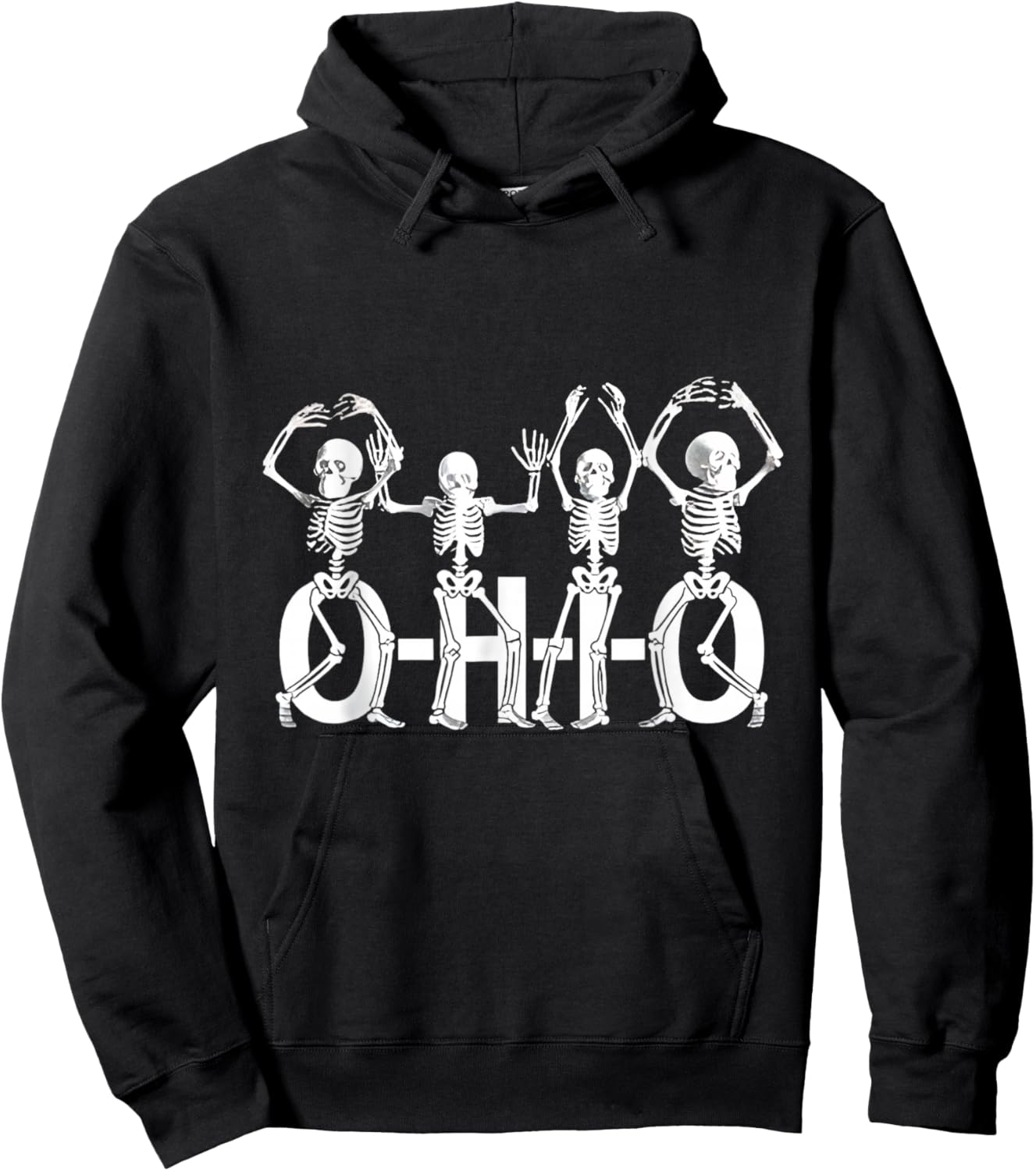 Funny O-H-I-O State Skeleton Vintage Halloween Women Men Hoodie - Hoodie | Black