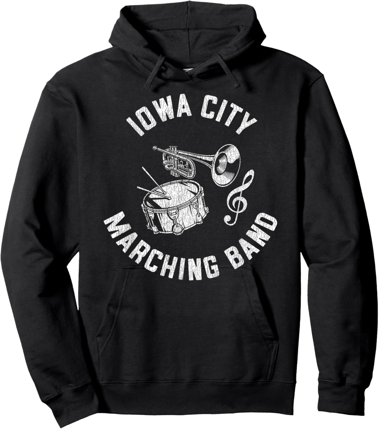 Iowa City Marching Band Vintage Classic Music Distressed Hoodie - Hoodie | Black
