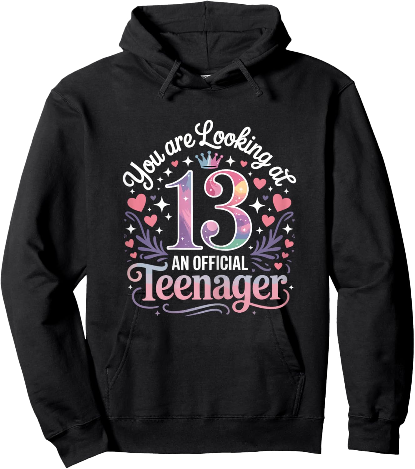 Official Teenager 13th Birthday Teen Girl Cute 13 Year Old Hoodie - Hoodie | Black