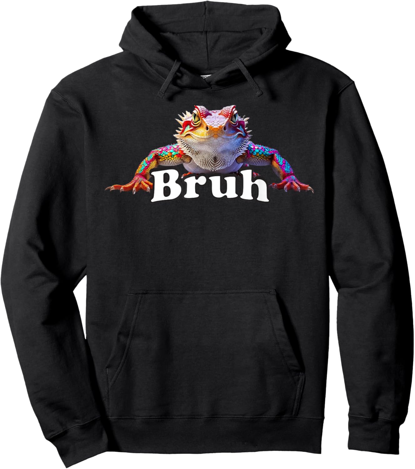 Vibrant Bearded Dragon Meme Design Featuring “Bruh” Hoodie - Hoodie | Black