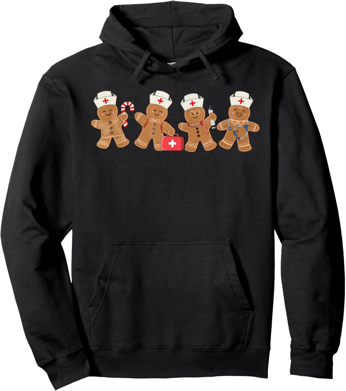 Nurse Cute Gingerbread Christmas Xmas Holiday Nurses Pajamas Hoodie - Hoodie | Black