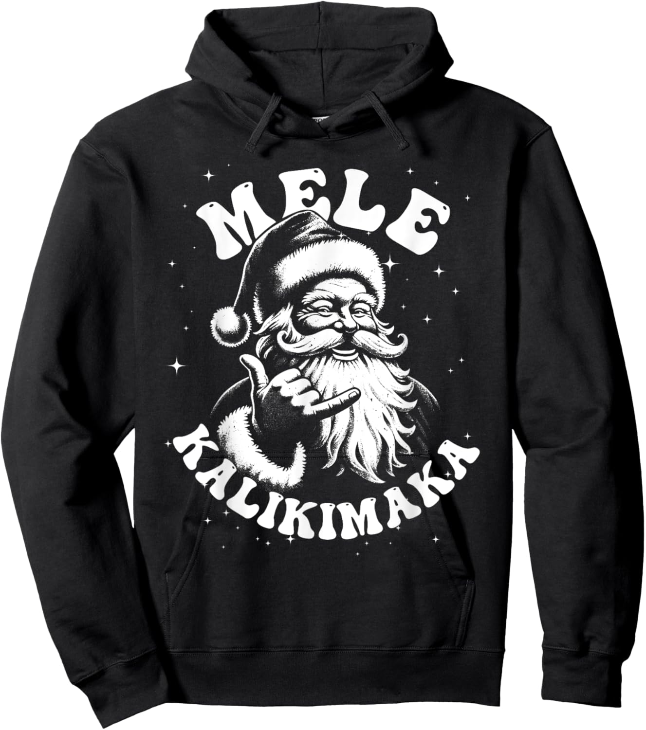 Retro Christmas Surf, Mele Kalikimaka Santa Shaka Hawaii Hoodie - Hoodie | Black