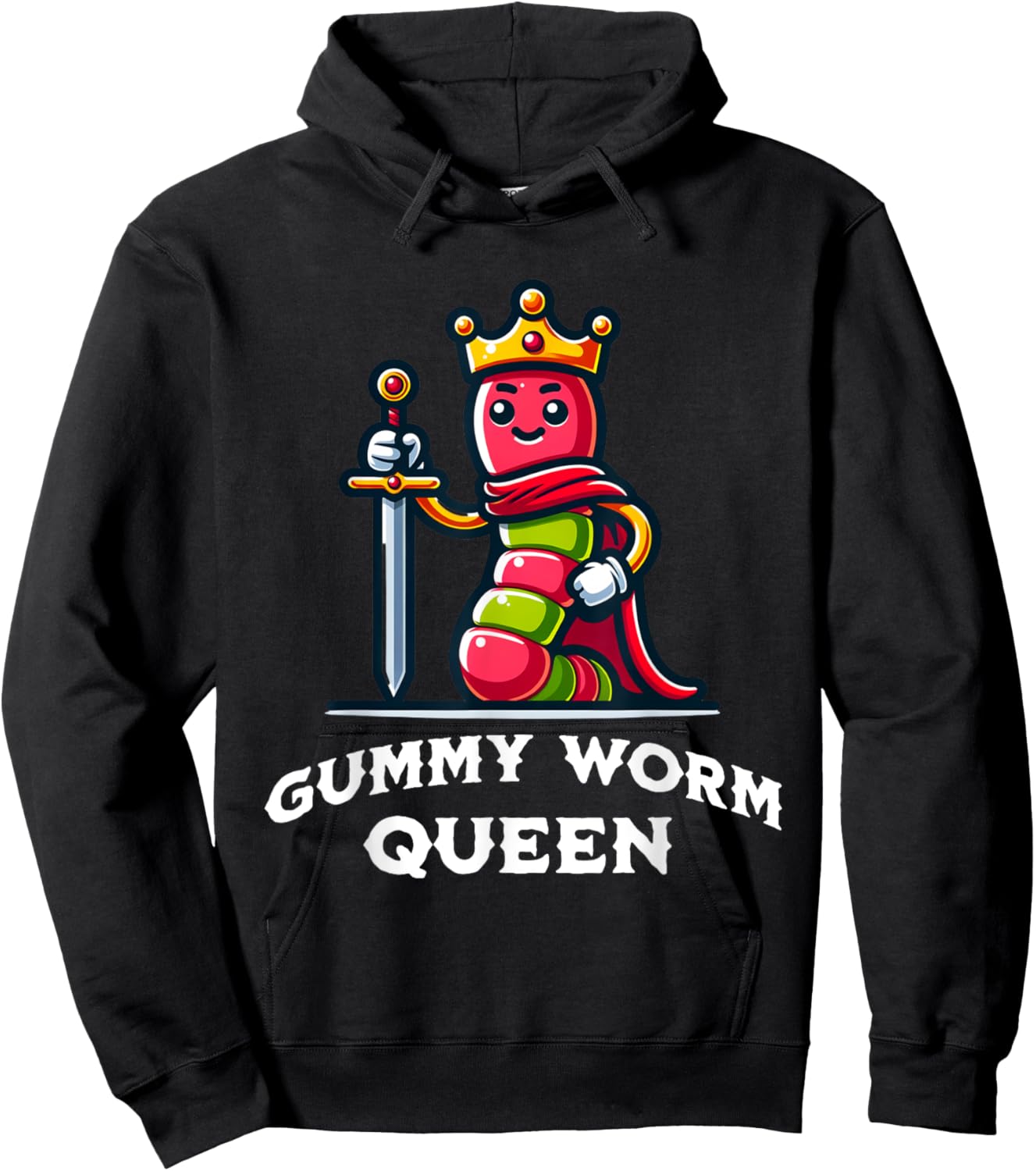 Gummy Worm Queen Funny Gummy Worm Lovers Saying Hoodie - Hoodie | Black