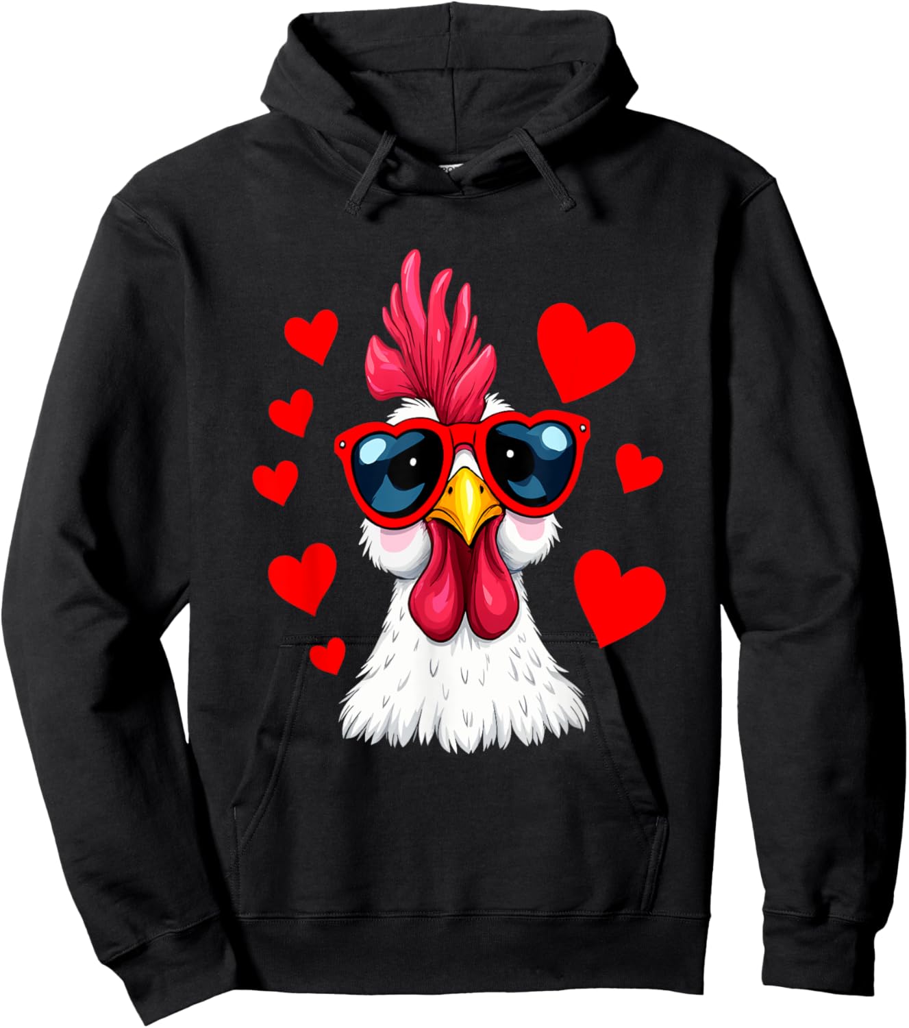 Funny Chicken Valentines Day Heart Chicken Couple Hoodie - Hoodie | Black