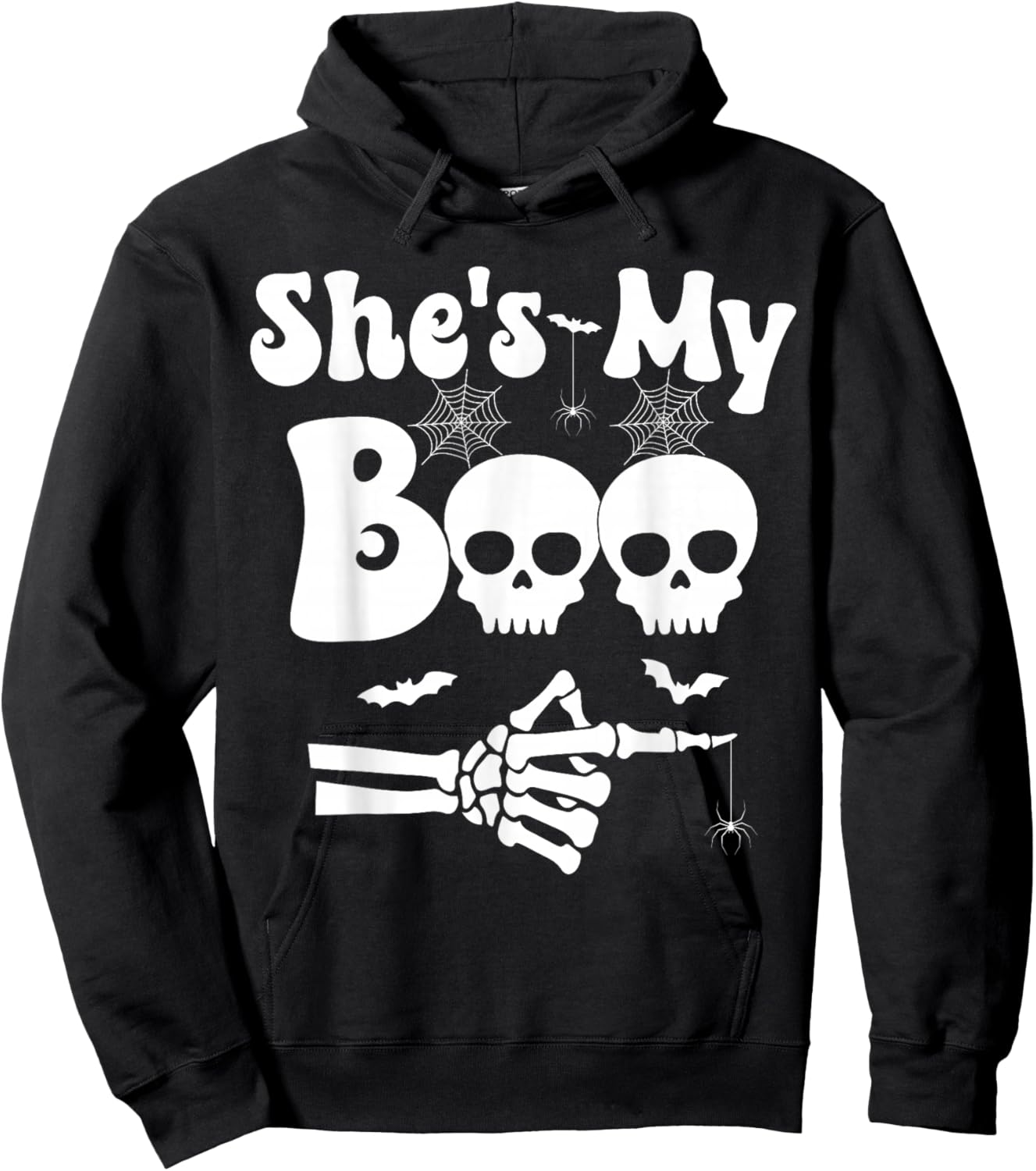 She’s My Boo Skeleton Couples Matching Couple Halloween Hoodie - Hoodie | Black