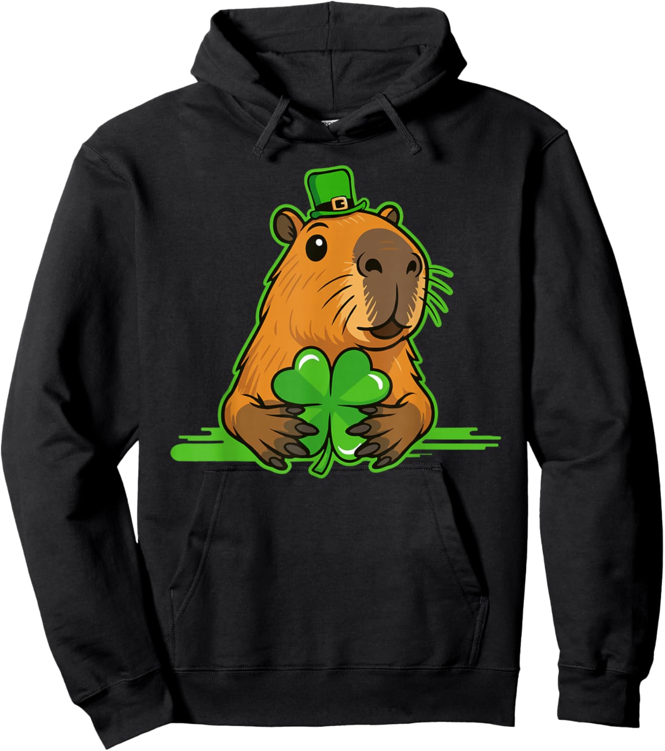 Capybara St. Patty's Shamrock Luck Funny St. Patrick's Day Hoodie - Hoodie | Black