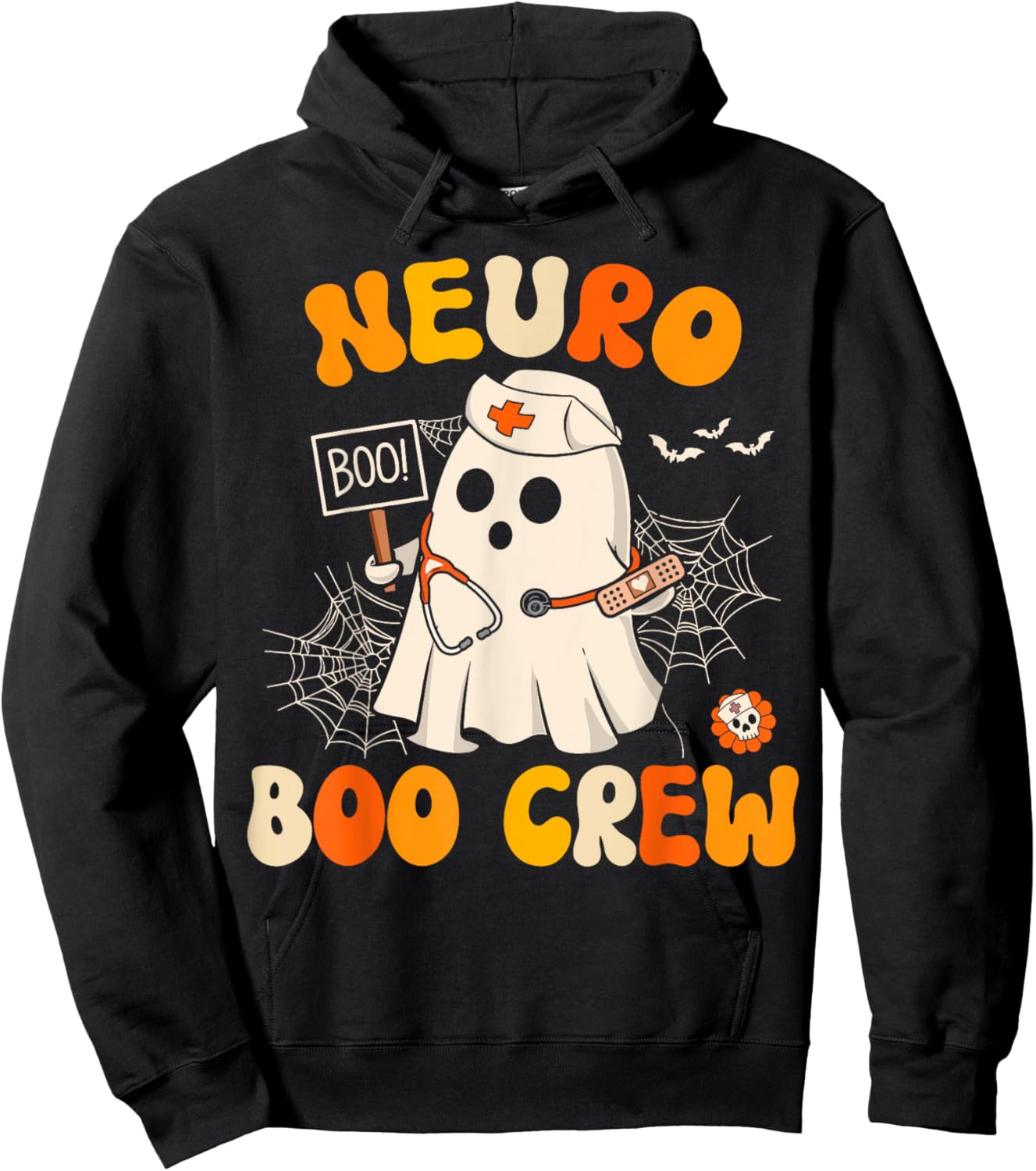 Neuro Nurse Boo Crew Ghost Neurology Nurse Halloween Hoodie - Hoodie | Black