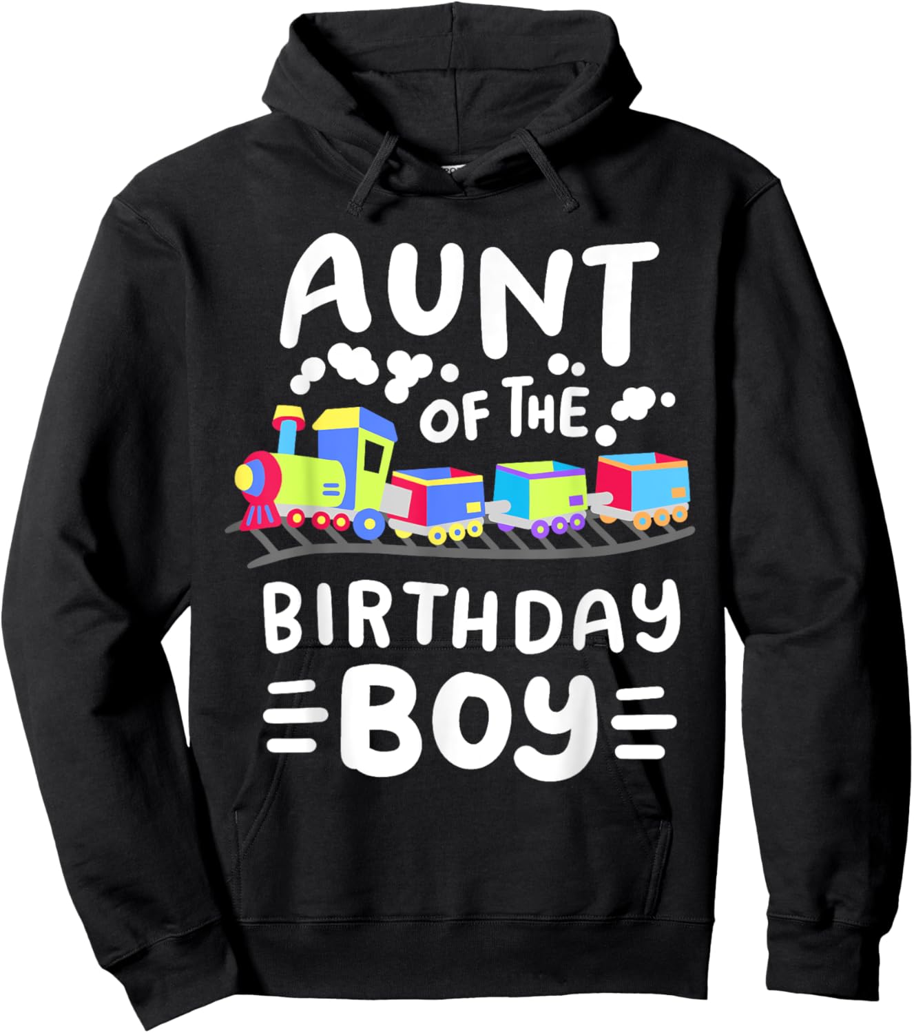 Aunt of the Birthday Boy Choo Choo Train Family Matching Hoodie - Hoodie | Black