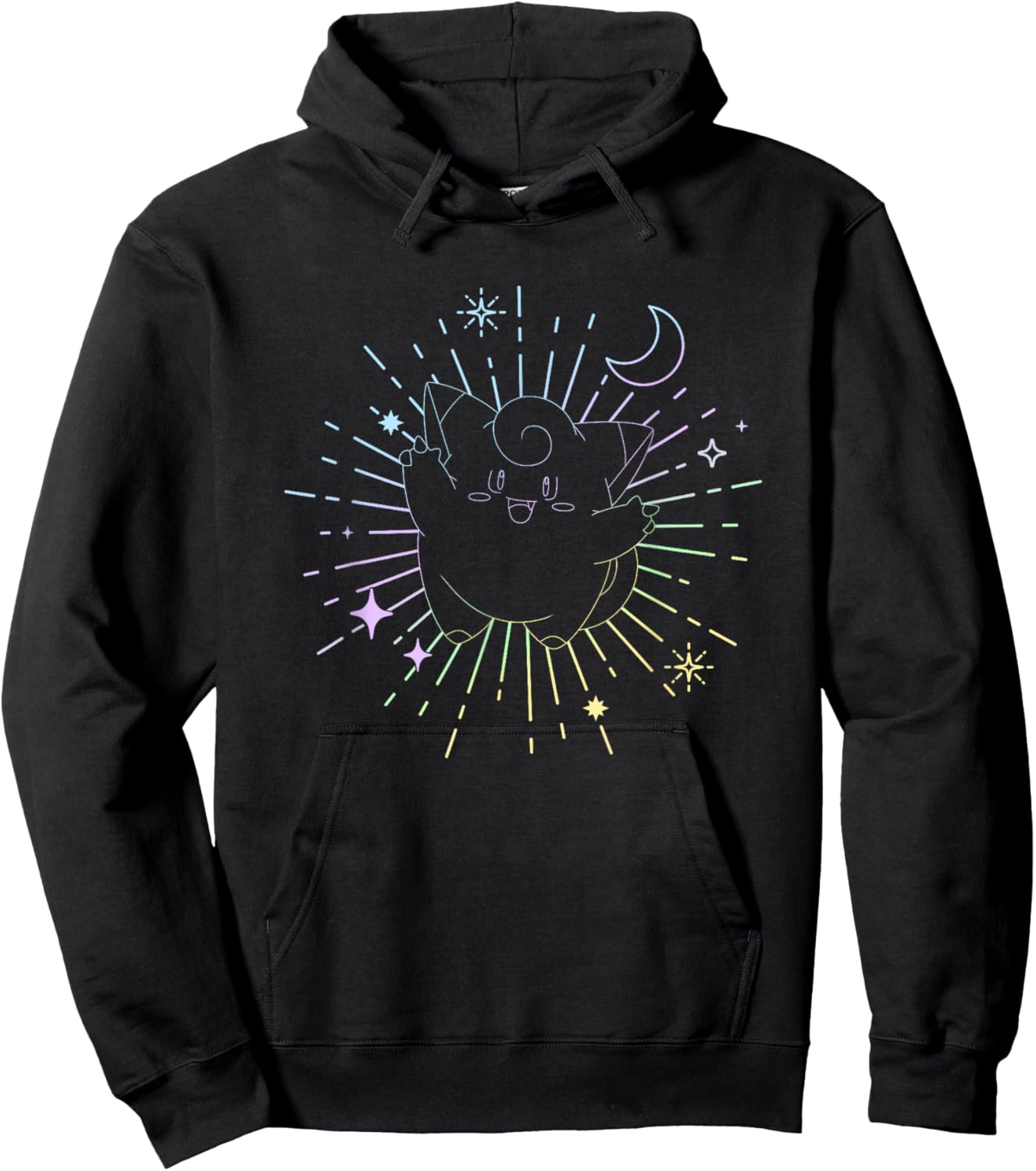 Pokémon Clefairy Metronome Outline Retro Stars Hoodie - Hoodie | Black