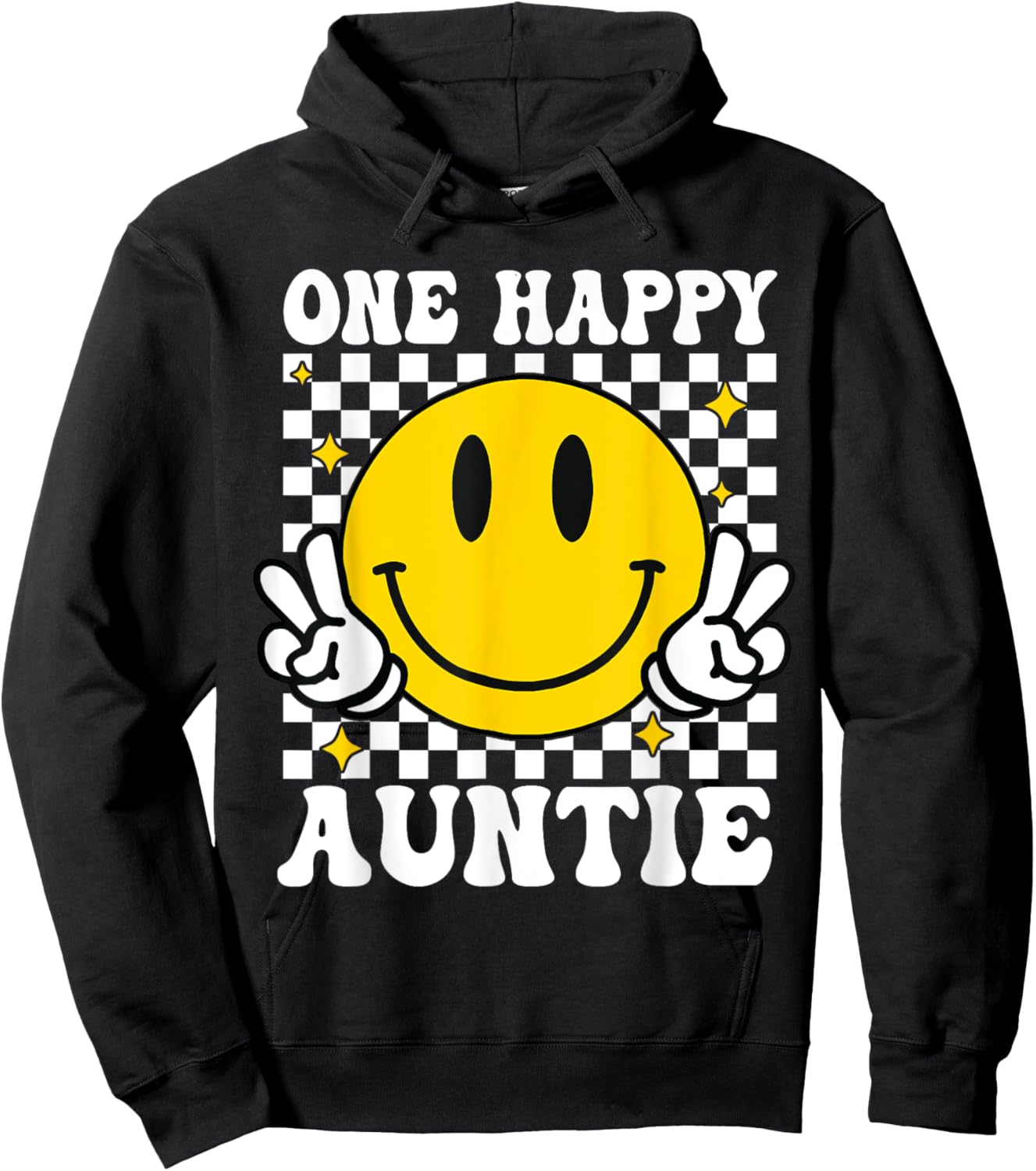 One Happy Dude Auntie happy face 1st Birthday Family Hoodie - Hoodie | Black