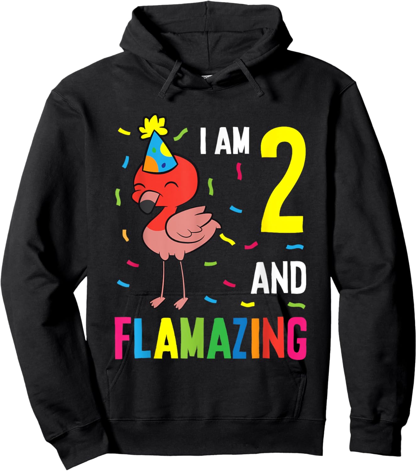 Flamingo 2nd Birthday I Am 2 And Flamazing Hoodie - Hoodie | Black