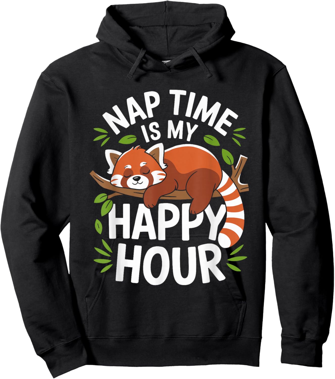 Red Panda Pajama Nap Time is My Happy Hour Sleep Hoodie - Hoodie | Black