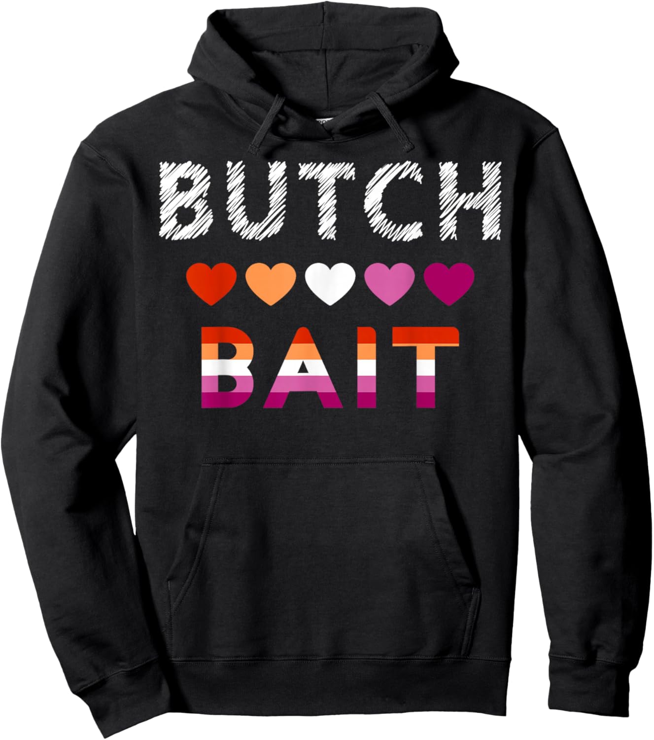 Butch Bait Flirty Lesbian Pride with Flag Colors Hoodie - Hoodie | Black