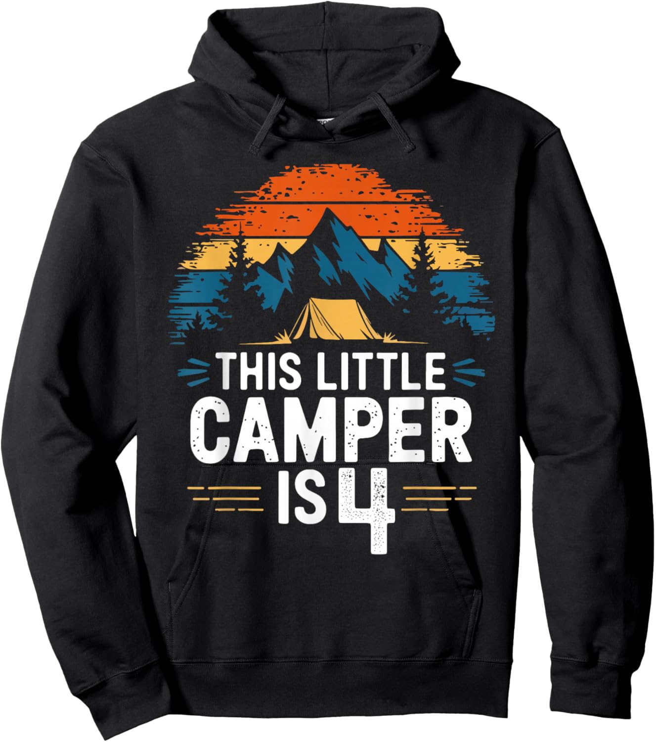 4th Birthday Camping Shirt for 4 Year Old Kids Camping Party Hoodie - Hoodie | Black