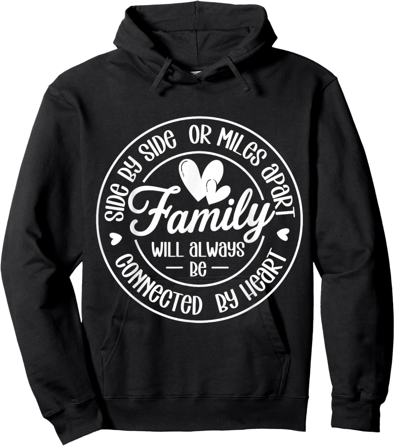 Family Will Always be Connected by Heart, Family Reunion Hoodie - Hoodie | Black