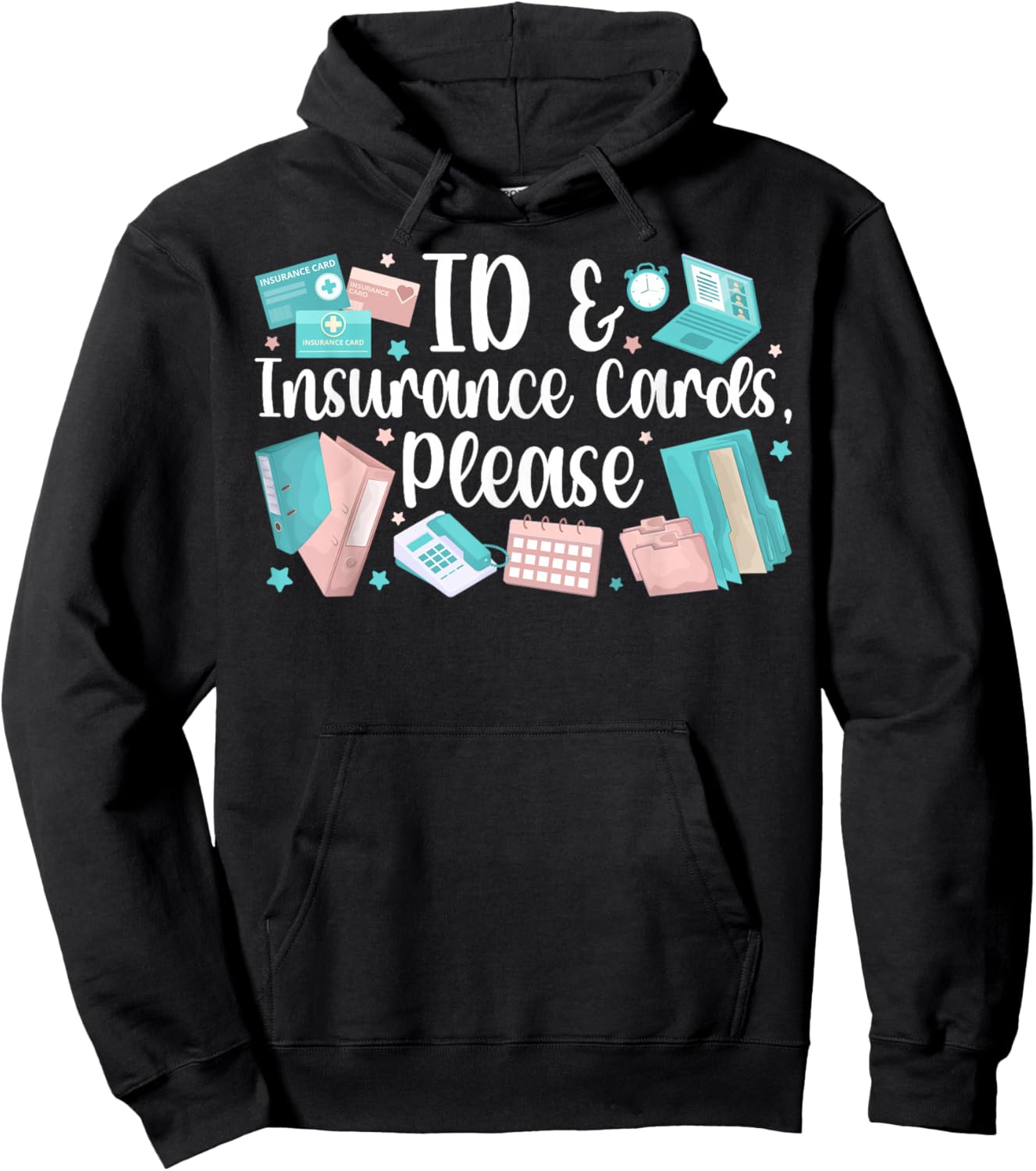 ID & Insurance Patient Registration Clerk Patient Registrar Hoodie - Hoodie | Black