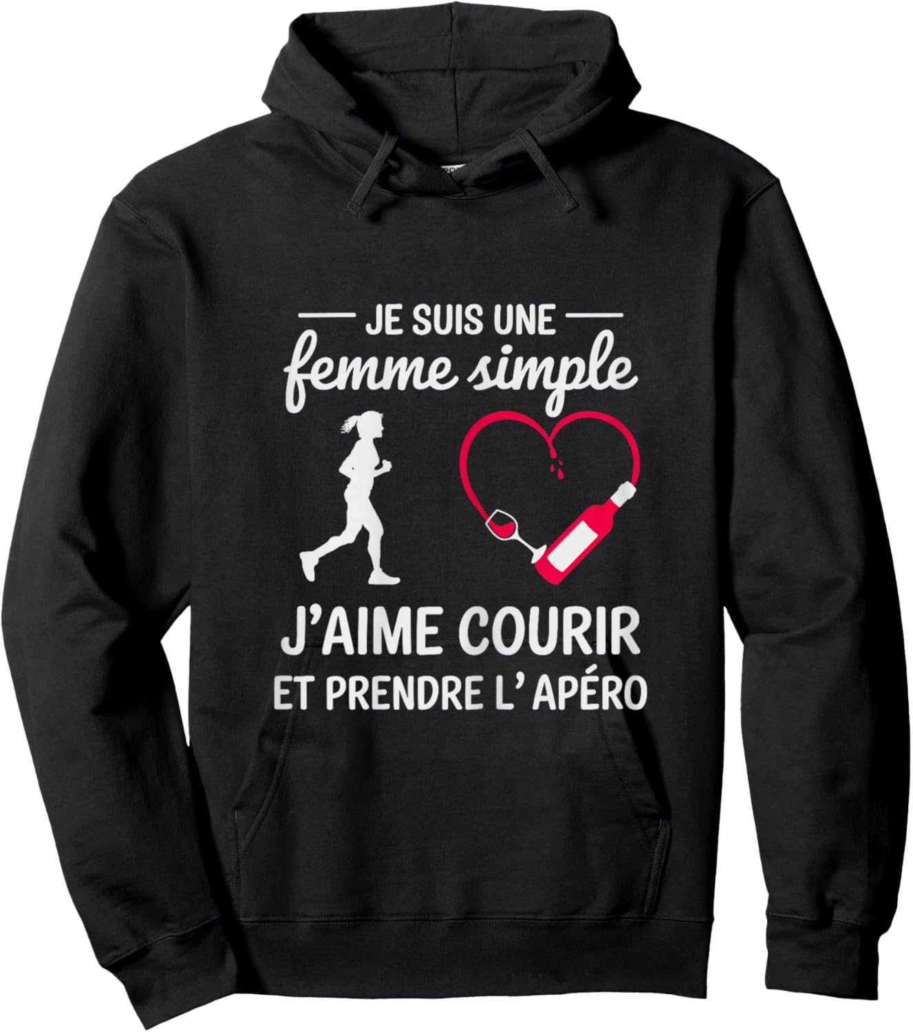 Femme Simple j’Aime Courir et l’apéro Humour Course à Pied Hoodie - Hoodie | Black