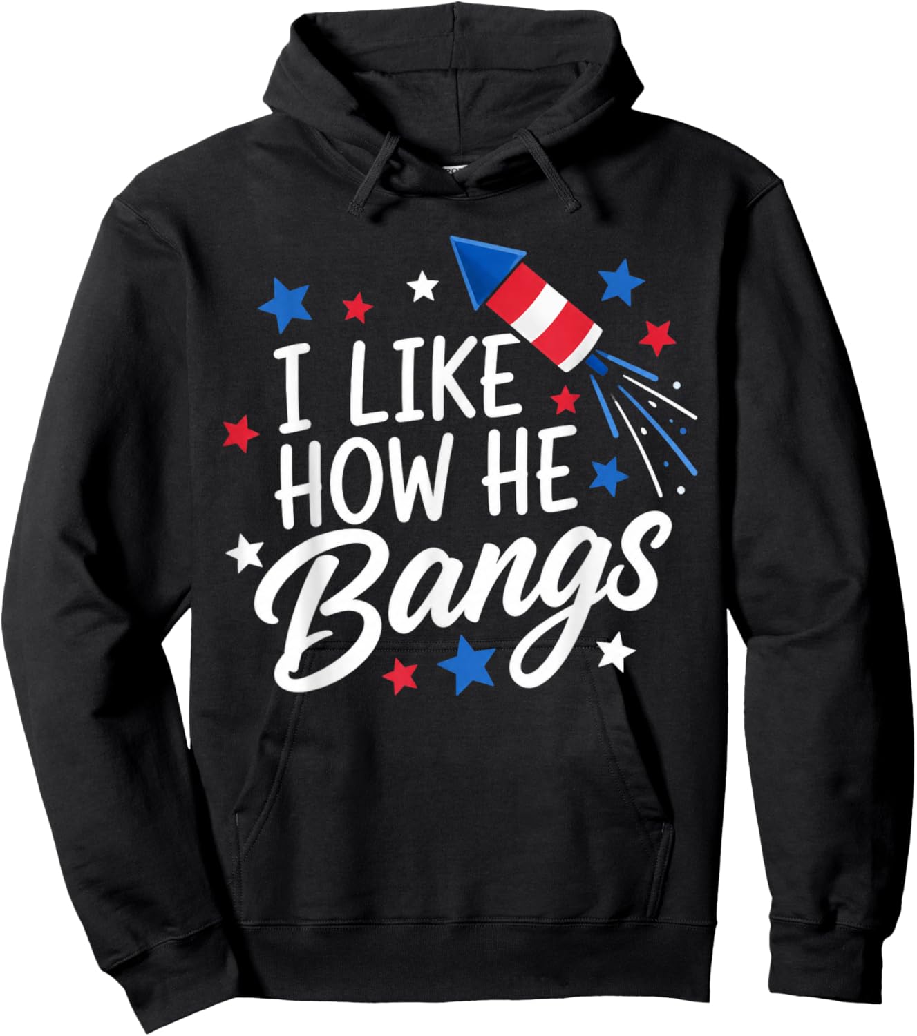 I Like How He Bangs Fireworks Funny Couple 4th of July Hoodie - Hoodie | Black