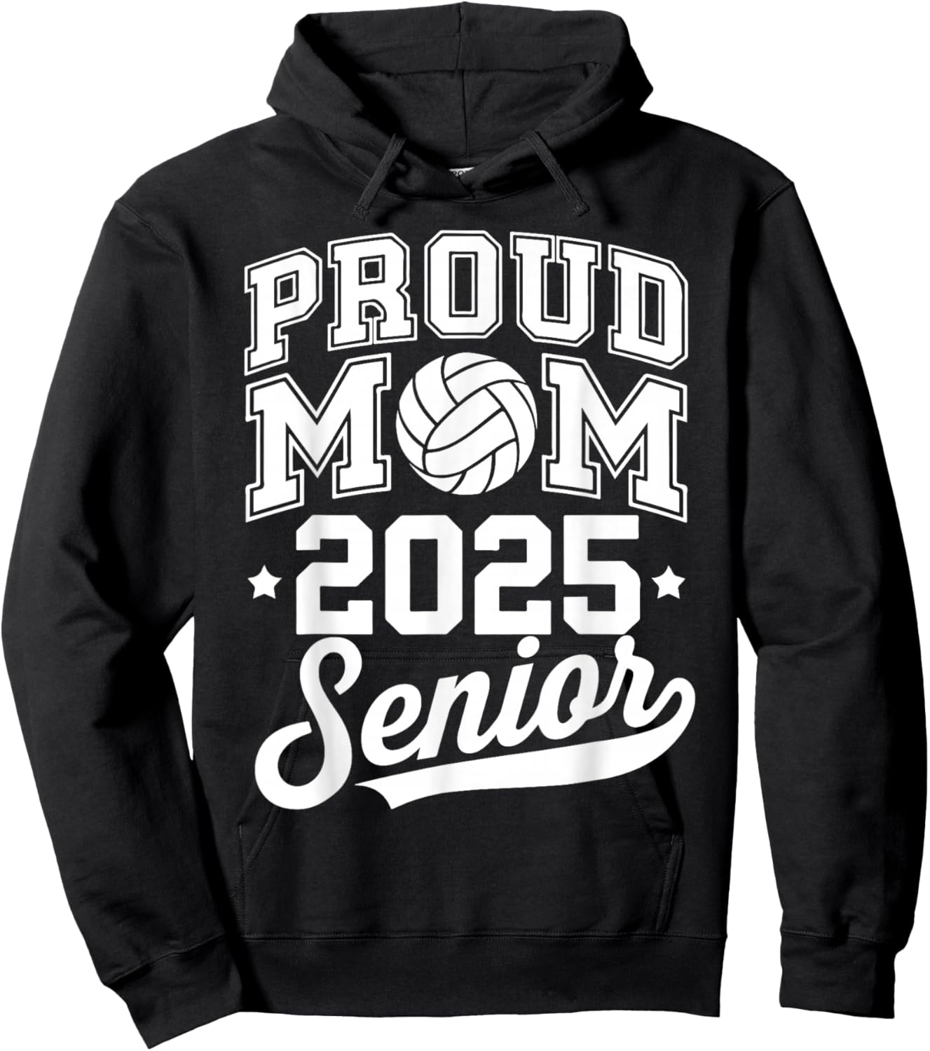 Senior 2025 Volleyball Mom High School Graduation Outfit Fun Hoodie - Hoodie | Black