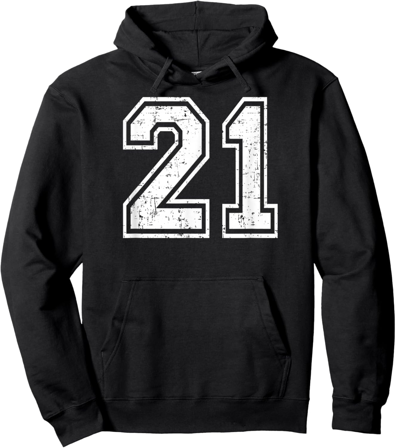 21 Number Twenty-One Team Sports Grunge Varsity Matching Hoodie - Hoodie | Black