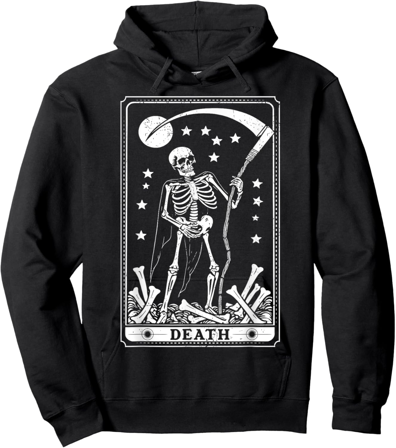 Retro Death Skeleton Tarot Card Astrology Happy Halloween Hoodie - Hoodie | Black