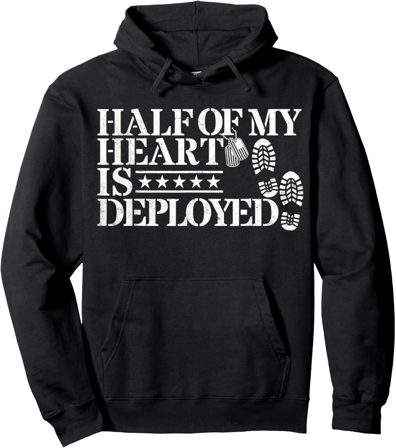 Half Of My Heart Is Deployed Husband Wife Deployment Gifts Hoodie - Hoodie | Black