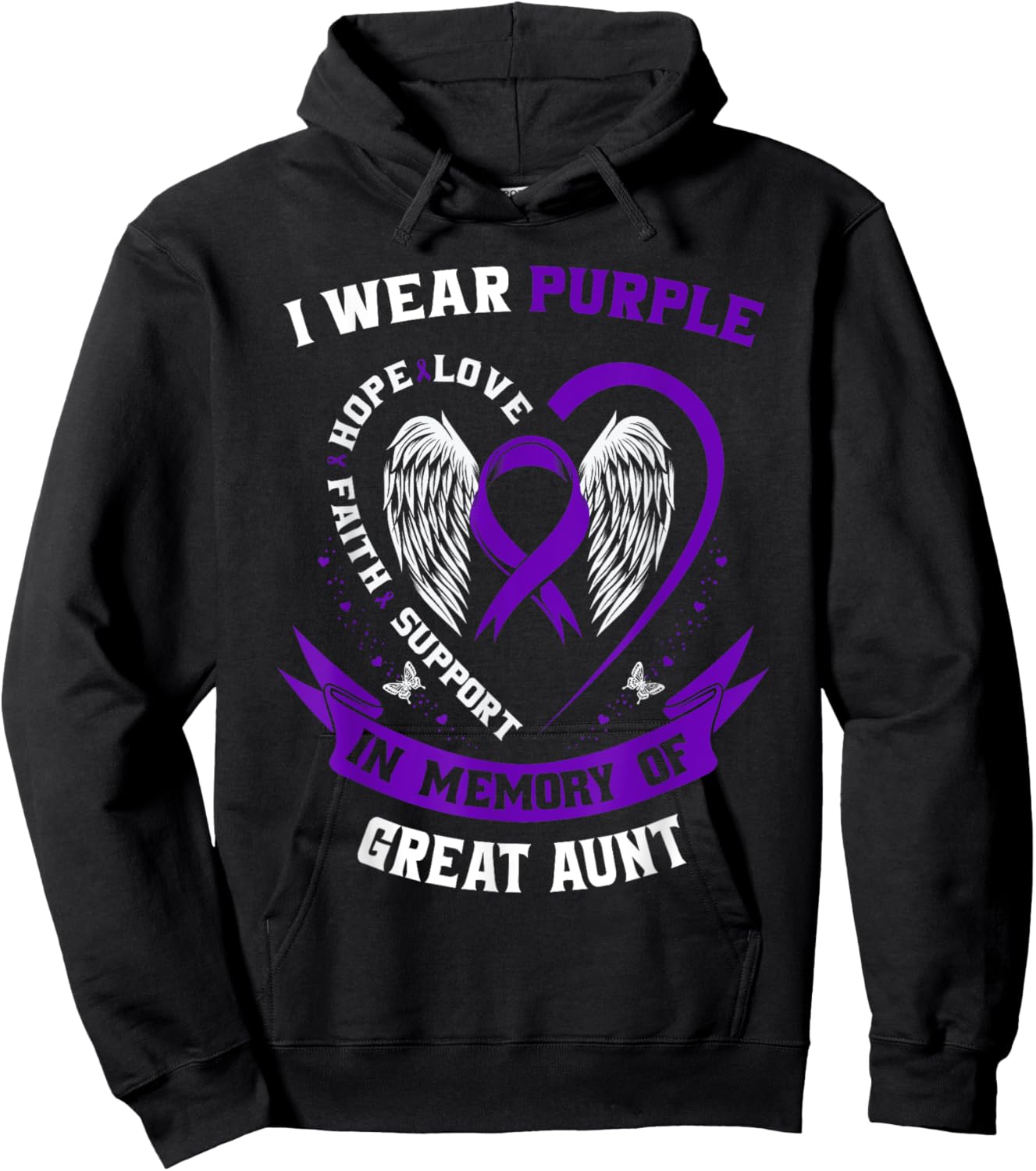 Alzheimers Awareness Products Purple Ribbon Great Aunt Gifts Hoodie - Hoodie | Black