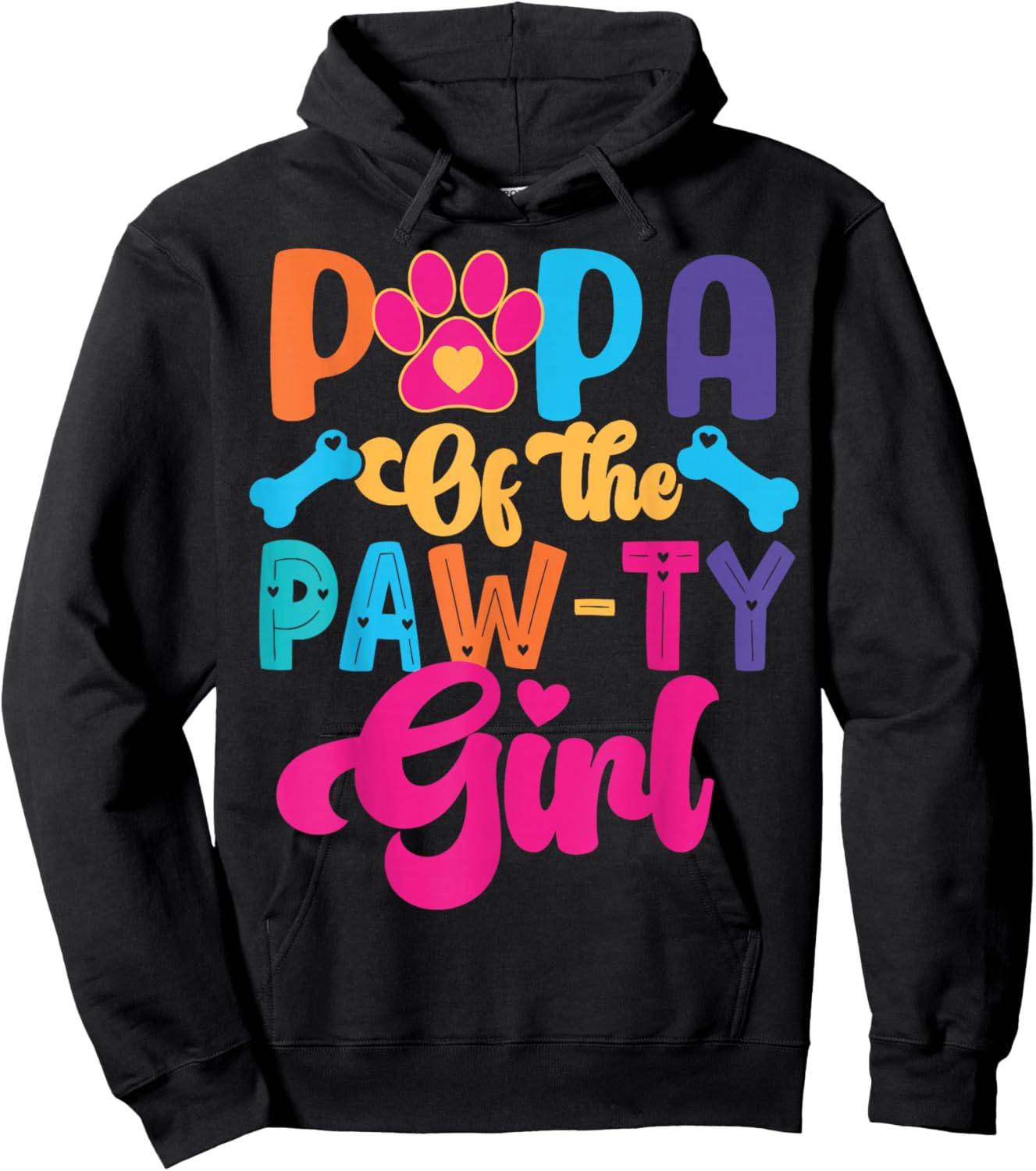 Papa Of The Birthday Girl Dog Paw Family Matching Party Hoodie - Hoodie | Black