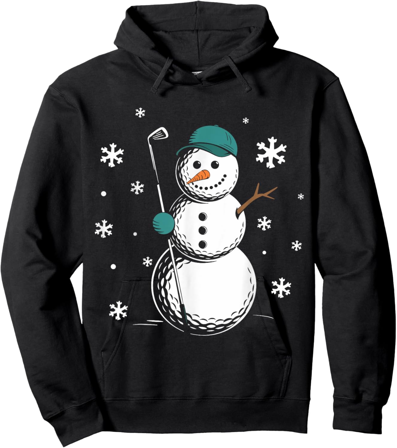 Funny Golfing Snowman Balls Snow Winter Holiday For Golfers Hoodie - Hoodie | Black
