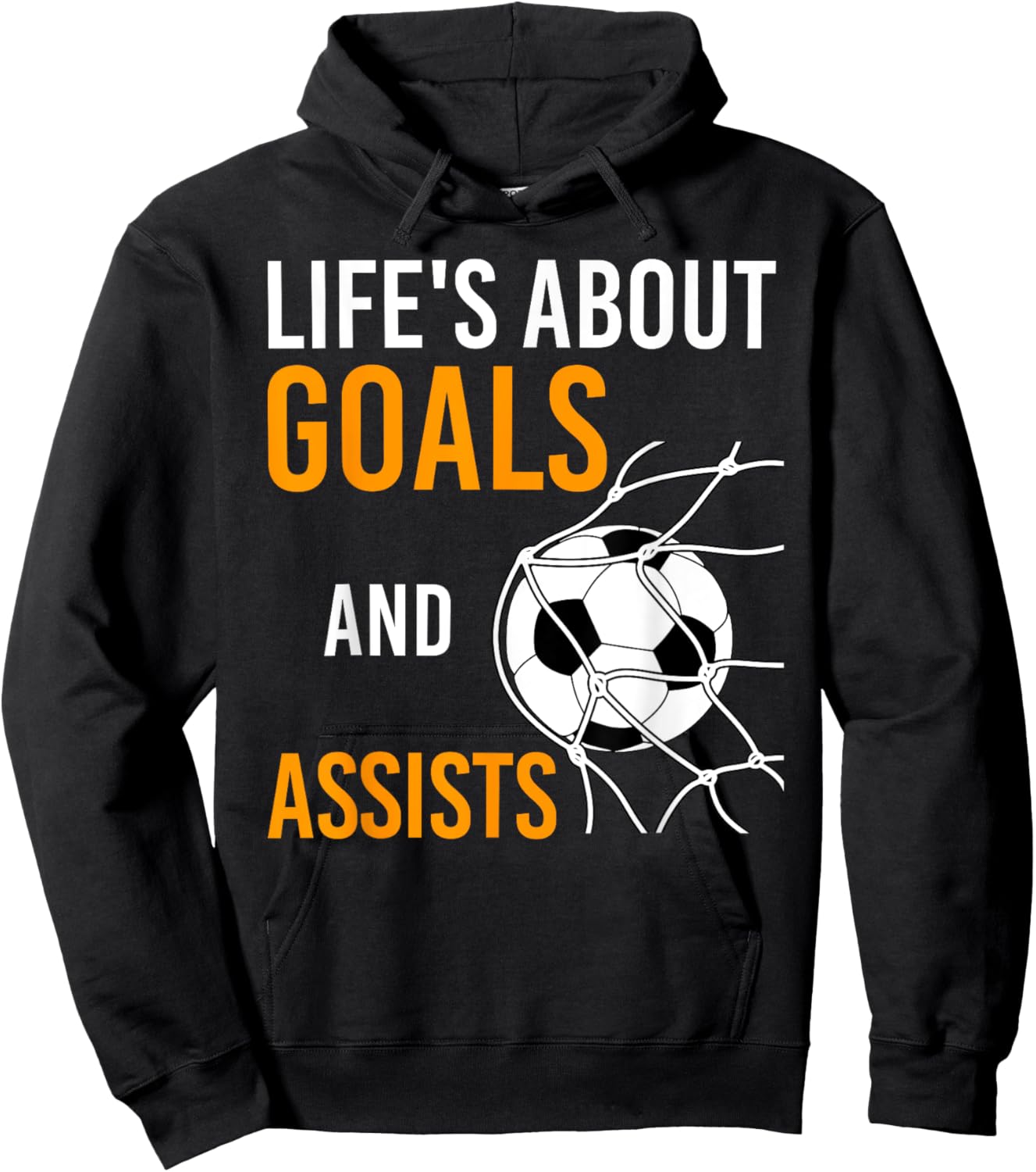 Soccer Ball Goal Life's About Goals Assists Kids Boys Soccer Hoodie - Hoodie | Black