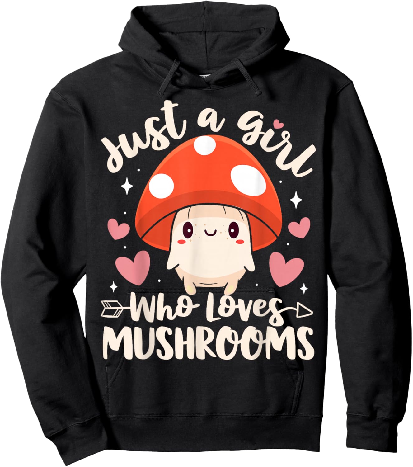 Just a Girl Who Loves Mushrooms Cute Mushroom Hoodie - Hoodie | Black
