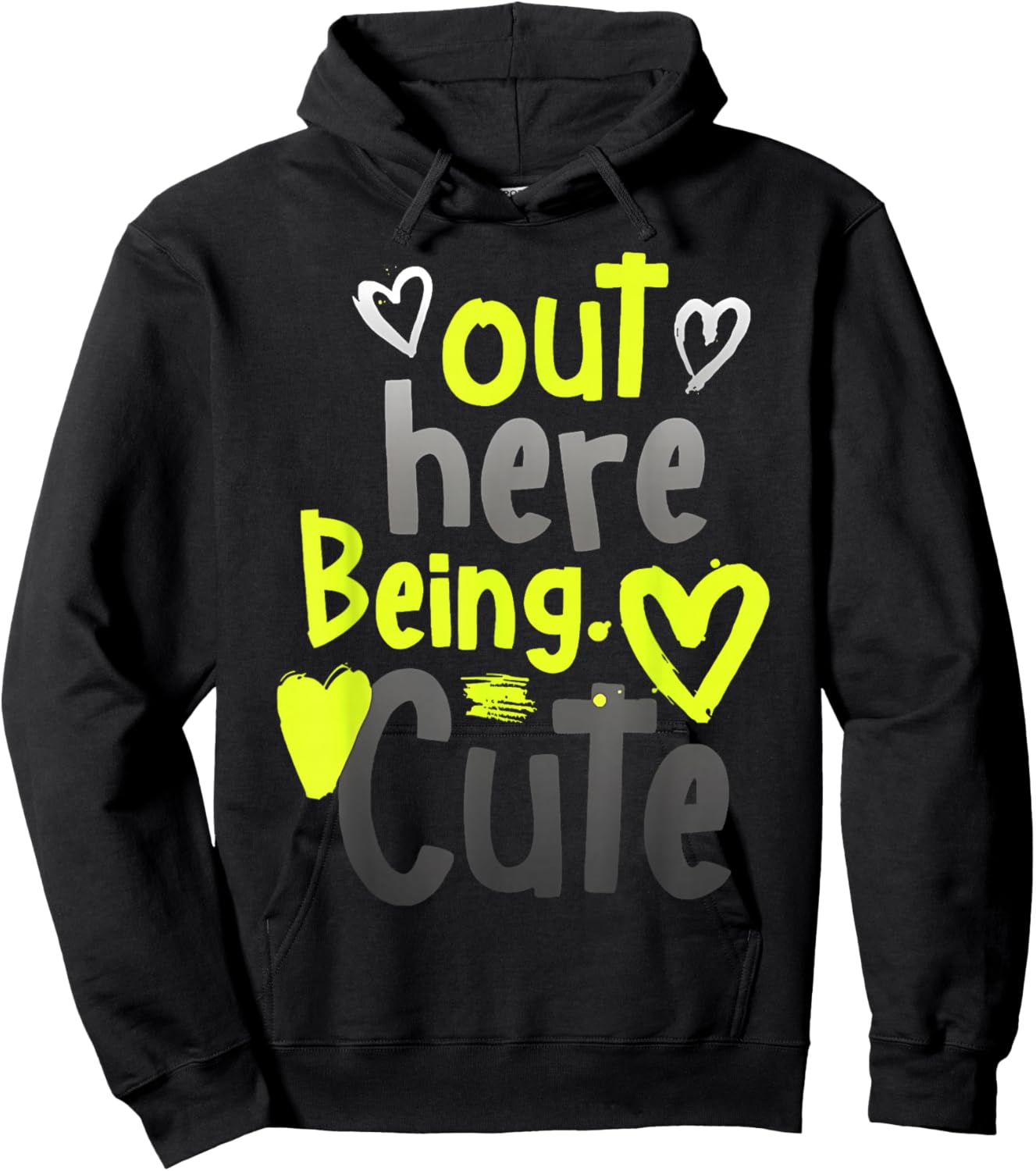 Neon Yellow Black Cool Grey Graphic Matching Hoodie - Hoodie | Black