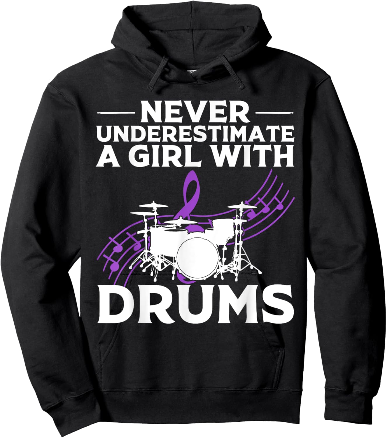 Funny Drummer Art For Girls Women Drumming Drum Set Drummer Hoodie - Hoodie | Black