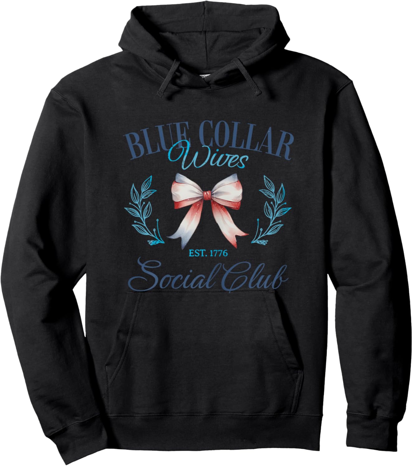 Blue Collar Wives Social Club EST 1776 4th of July Coquette Kids Hoodie - Hoodie | Black