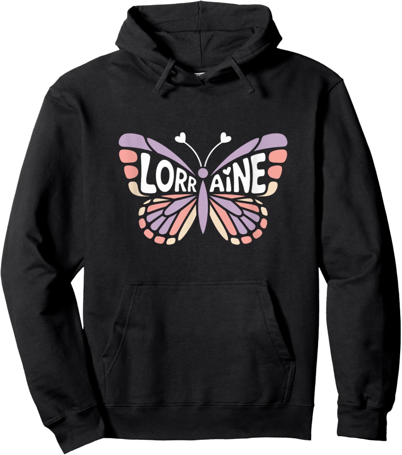 Lorraine Butterfly - Personalized Cute Name Word Art Hoodie - Hoodie | Black