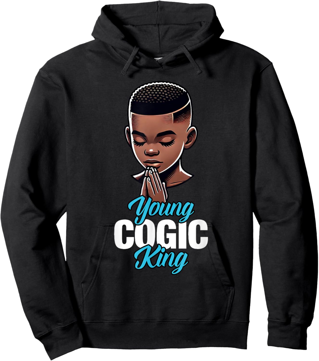 Young COGIC King | African American Boy Praying Hoodie - Hoodie | Black