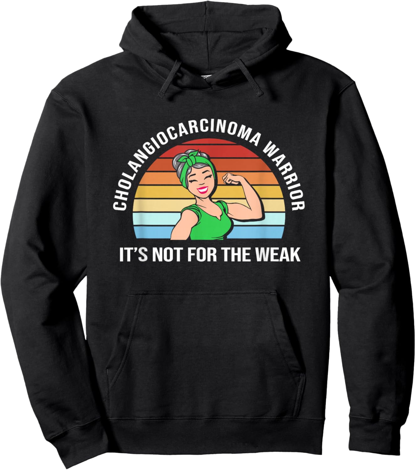 Retro Strong Woman Cholangiocarcinoma Warrior Hoodie - Hoodie | Black