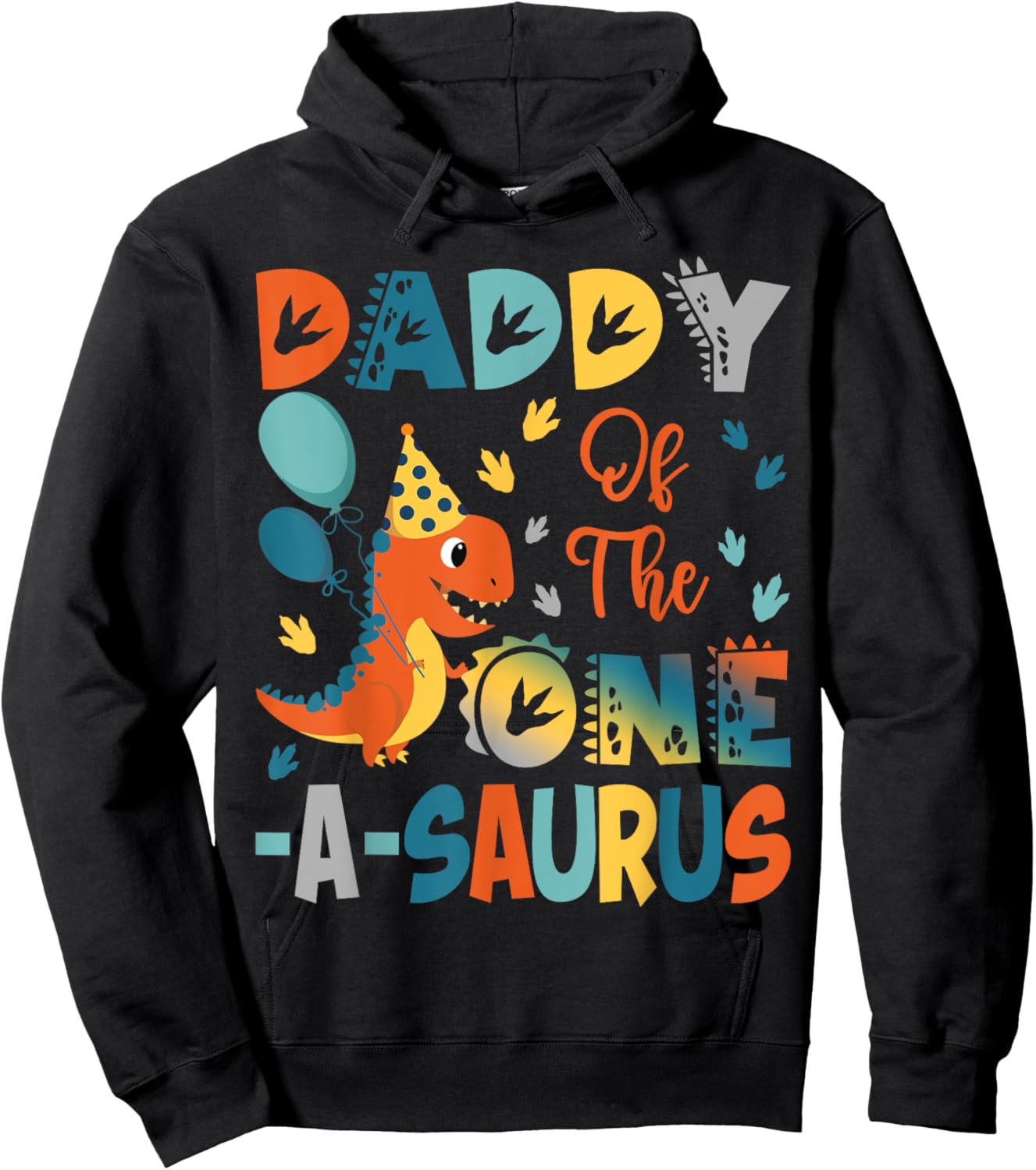 Daddy Of The One-A-Saurus 2Nd Birthday Dinosaur Party Hoodie - Hoodie | Black