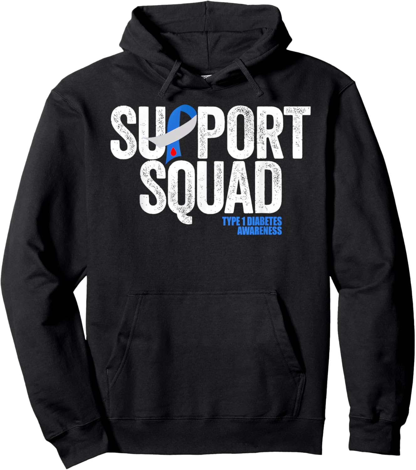 Type 1 Diabetes Shirts Support Squad T1D Awareness Hoodie - Hoodie | Black
