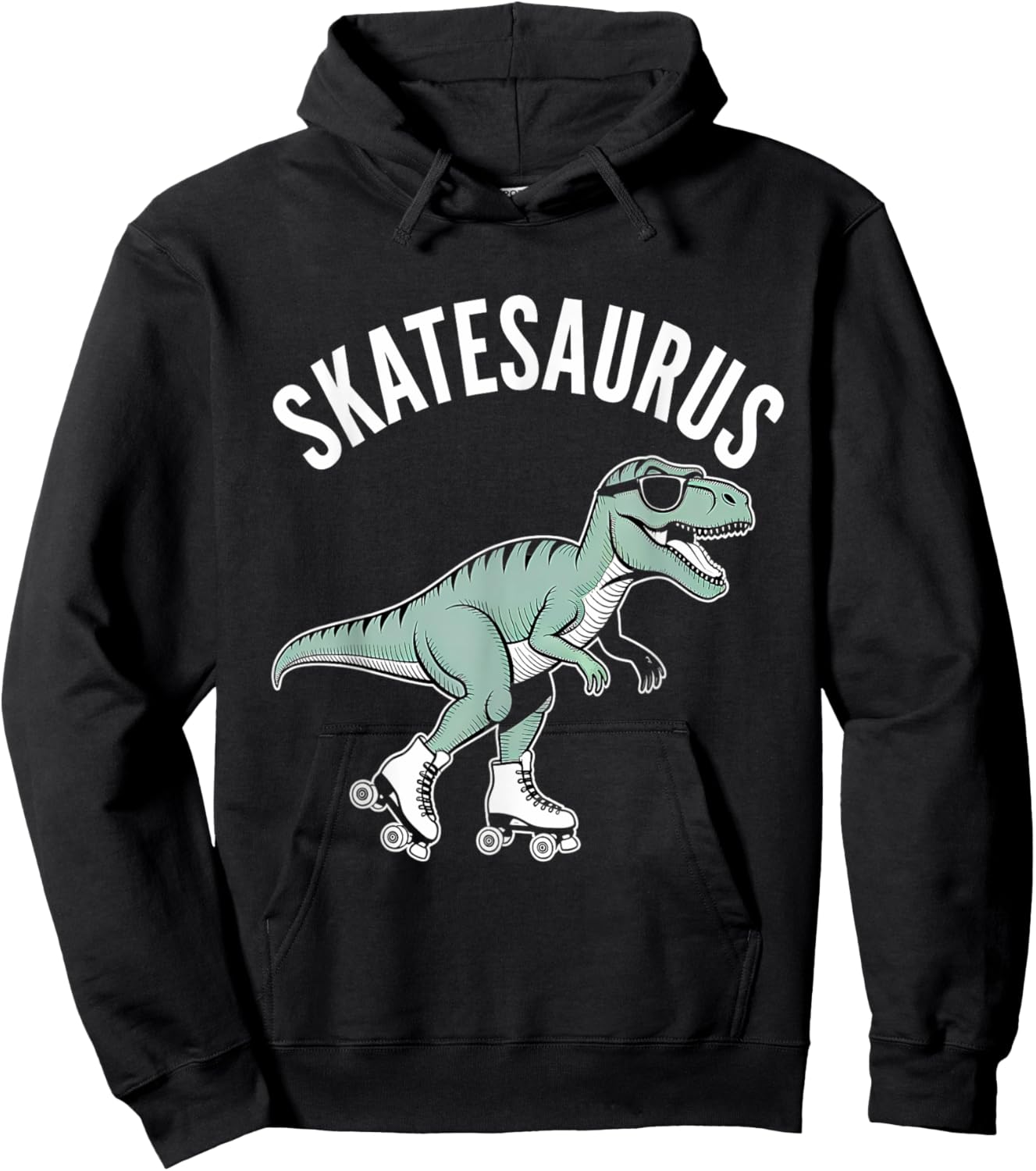 Roller Skating Dinosaur T-Rex Skate Dino Funny Roller Skater Hoodie - Hoodie | Black