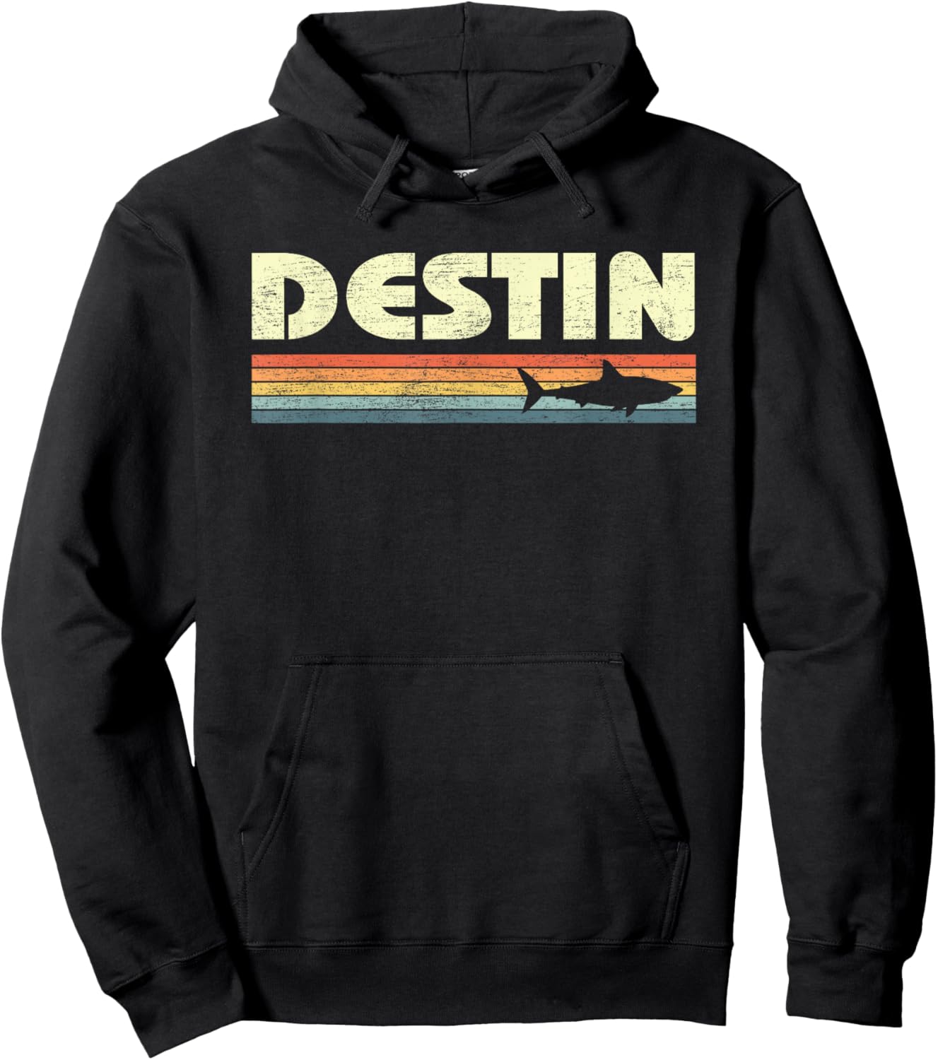 Destin Florida Vintage Shark Souvenir Hoodie - Hoodie | Black