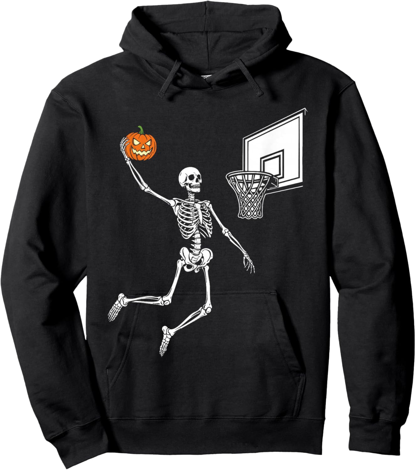 Skeleton Basketball Player - Spooky Halloween Pumpkin Hoodie - Hoodie | Black