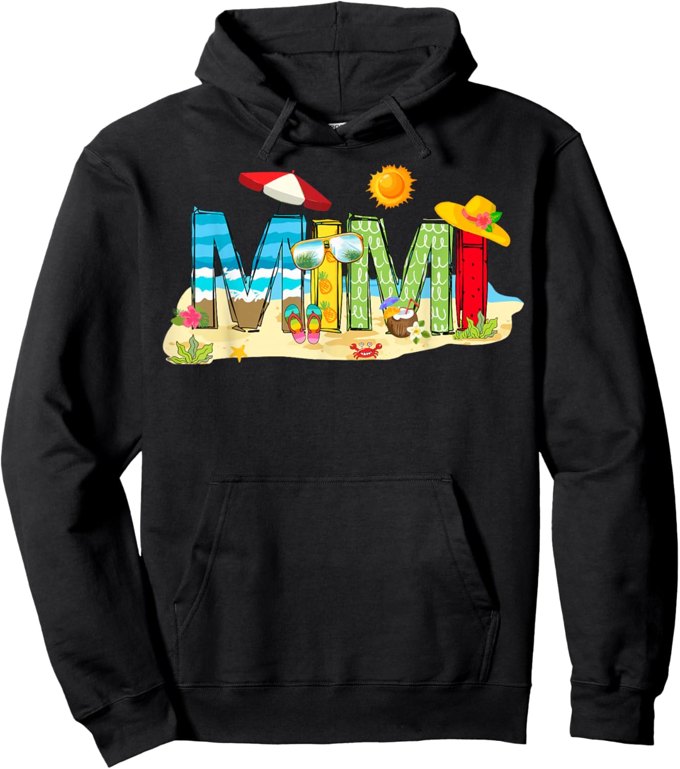 Summer Mimi Beach Vacation Mother's Day Hoodie - Hoodie | Black