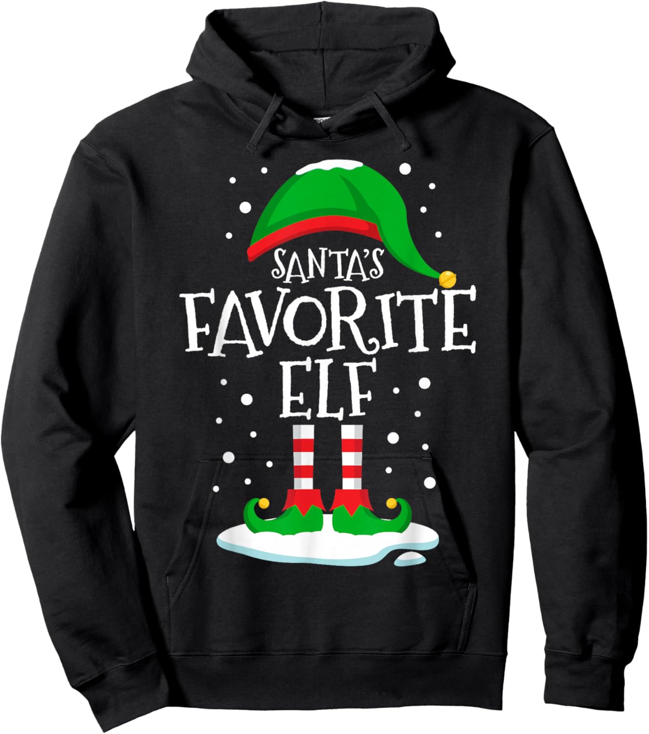 Santa's Favorite Elf Christmas Family Matching Xmas Funny Hoodie - Hoodie | Black